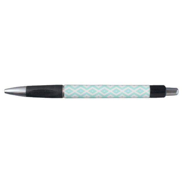 Turquoise and white diamond pattern pen (Front)