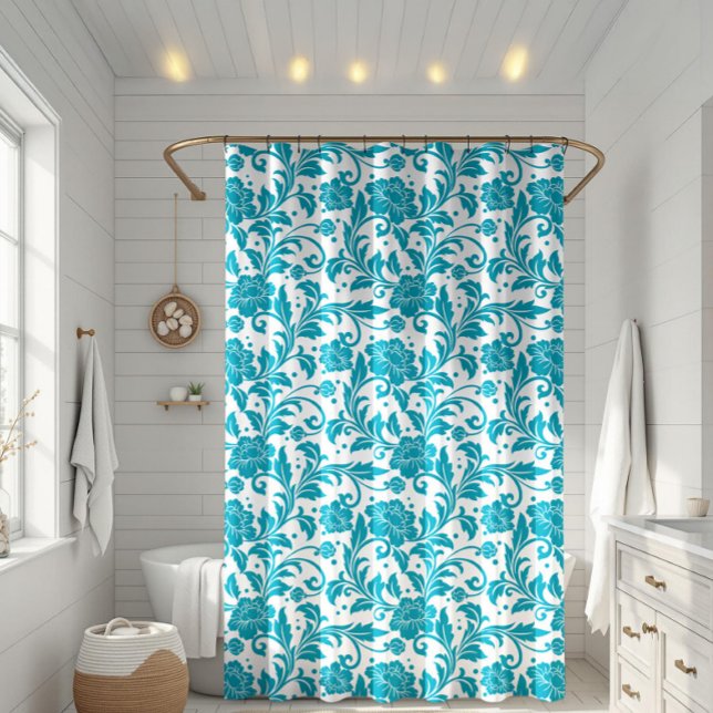 Turquoise and White Floral Damask Pattern (Creator Uploaded)