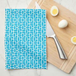 turquoise and white geometric pattern kitchen towel