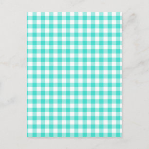 Turquoise and White Gingham Checks Pattern Postcard