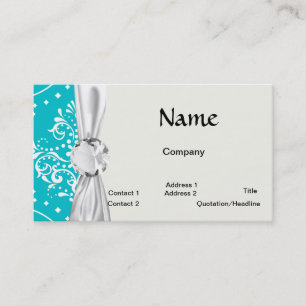 turquoise and white henna style damask business card