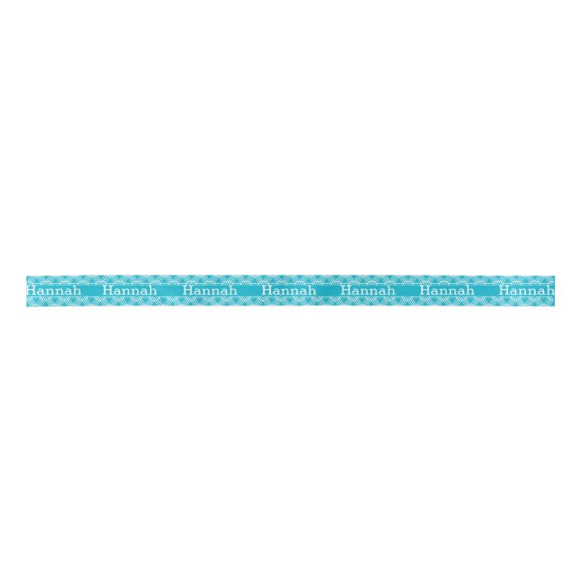 Turquoise and White Personalized Girly Ribbon Satin Ribbon (Front)