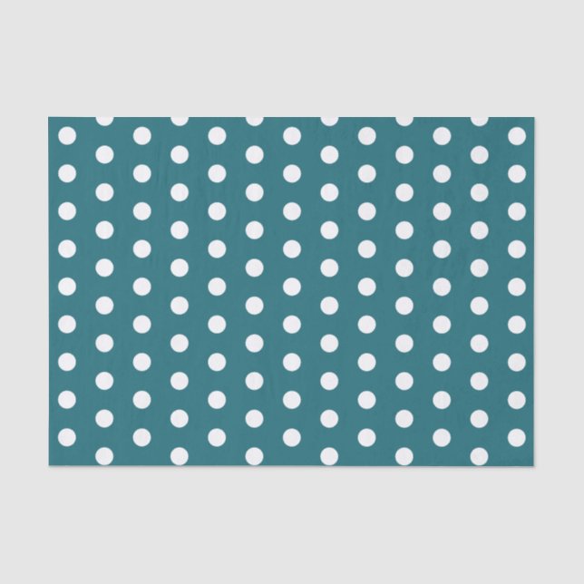 Turquoise and White Polka Dots Tissue Paper (Front)