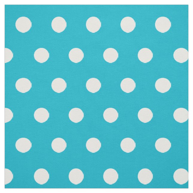 Turquoise and white polkadots pattern hobby fabric (Swatch)