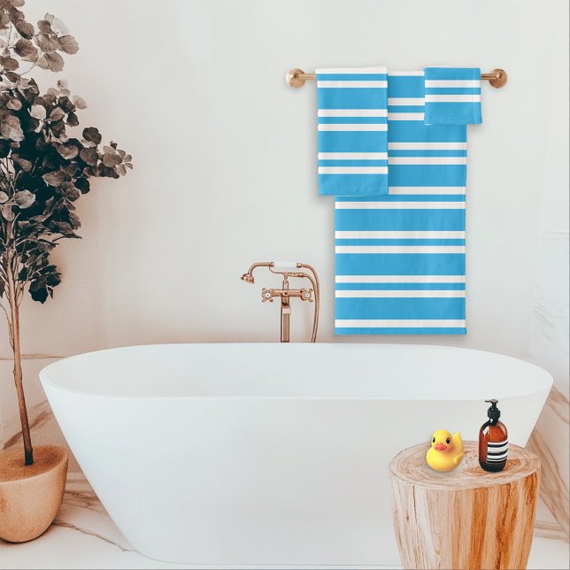 Turquoise and White Stripes Bath Towel Set (Creator Uploaded)