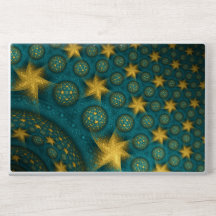 Turquoise and Yellow Abstract Stars Pattern