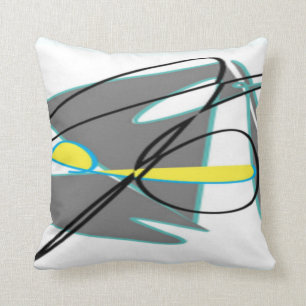 Turquoise and yellow abstract throw pillow