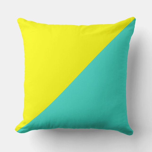 Turquoise and Yellow Solid Colour Background Throw Pillow (Front)