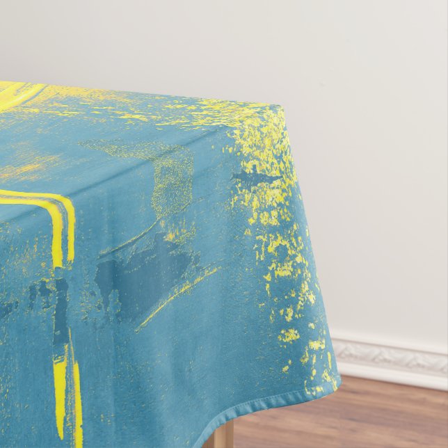 Turquoise and yellow tablecloth for home decor (In Situ)