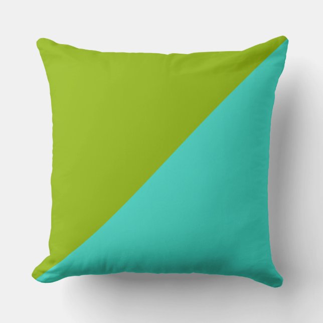 Turquoise & Apple green Solid Colour Background Throw Pillow (Front)