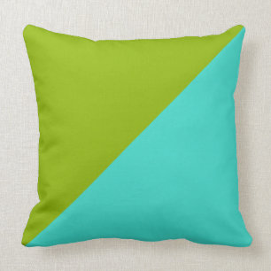 Turquoise & Apple green Solid Colour Background Throw Pillow