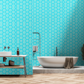 Turquoise, Aqua and Grey Flowers with Cyan  Wallpaper