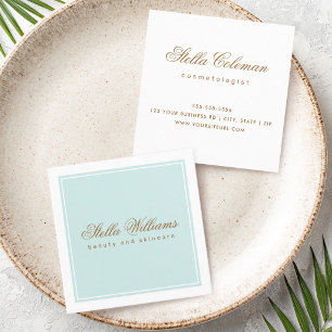 Turquoise aqua blue beauty skincare minimalist square business card