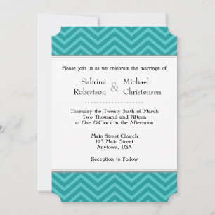 Turquoise Aqua Blue Chevron Invitations de mariage