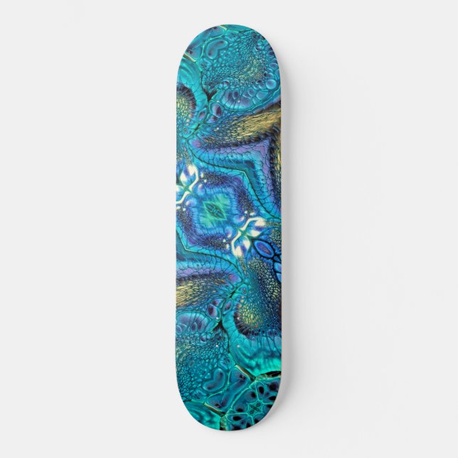 Turquoise Aqua Blue Dragon Skin Abstract Skateboard (Front)