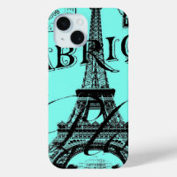 turquoise aqua blue scripts Paris Eiffel Tower