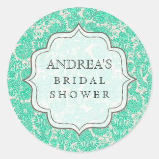 Turquoise Aqua Bridal Shower Dessert Tag Label