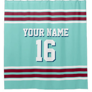 Turquoise Aqua Burgundy Wht Stripes Sports Jersey