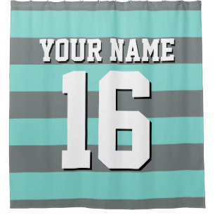 Turquoise Aqua Charcoal Sports Jersey Stripe
