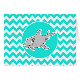 Turquoise, Aqua Colour Chevron; Dolphin