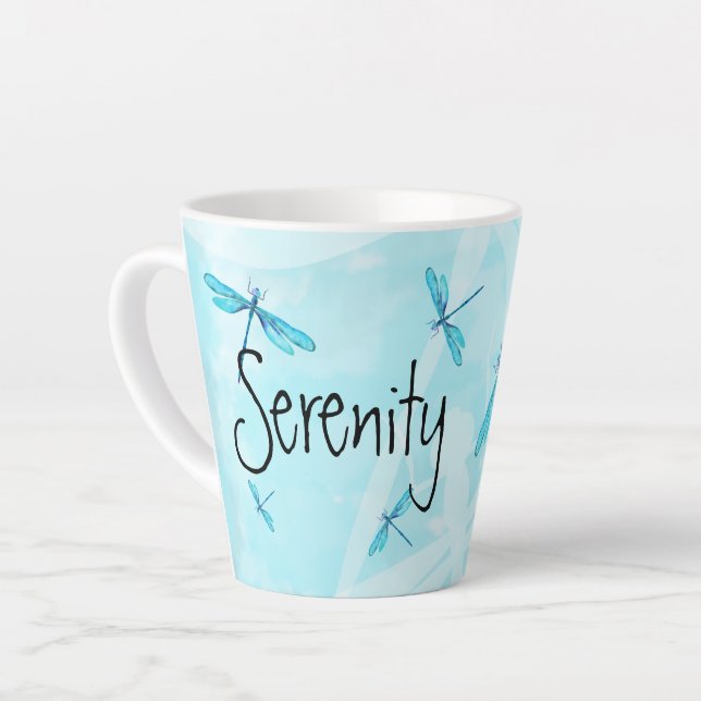 Turquoise, Aqua Dragonflies , Personalized Cup (Left Angle)