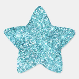 Turquoise Aqua Glitz Glitter  Star Sticker
