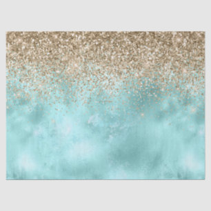 Turquoise Aqua Gold Glam Glitter Sparkle     Tissue Paper