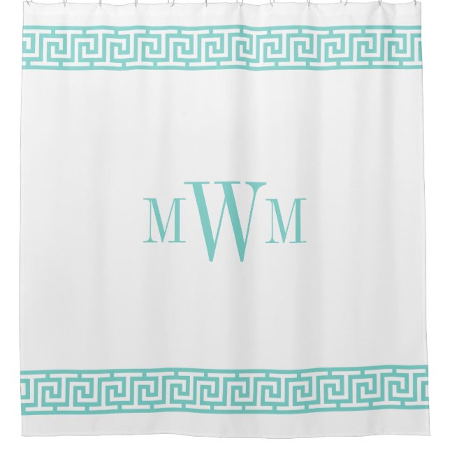 Turquoise Aqua Greek Key J Border Monogram (Front)