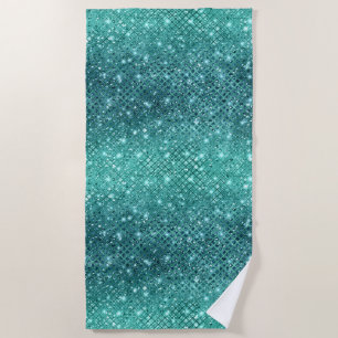 Turquoise Aqua Green Sparkle Beach Towel