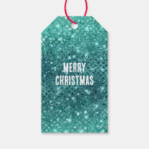 Turquoise Aqua Green Sparkle Gift Tags