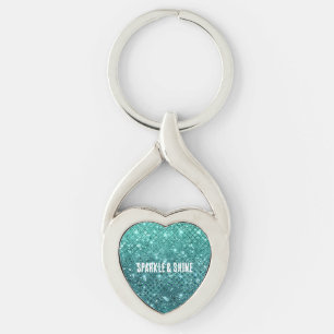 Turquoise Aqua Green Sparkle Keychain