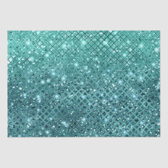 Turquoise Aqua Green Sparkle Tissue Paper (Front)
