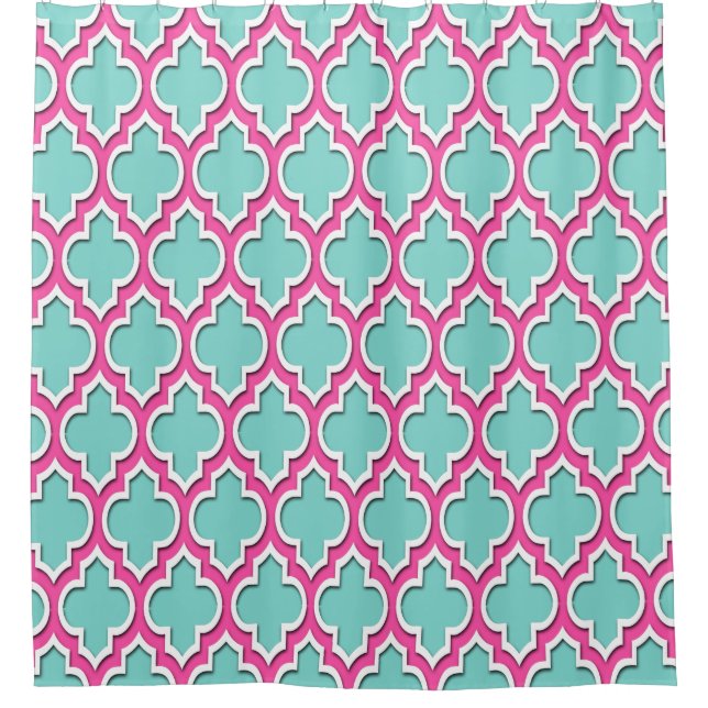 Turquoise Aqua Hot Pink White XL Moroccan #4DS (Front)