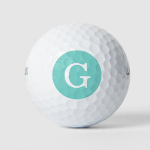 Turquoise Aqua Initial Monogram Golf Balls