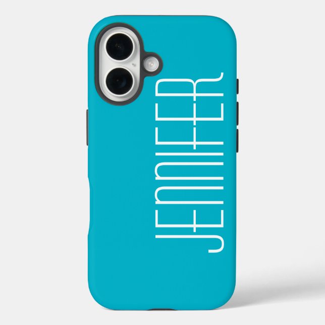 Turquoise Aqua Jumbo Name Personalized Tough Case-Mate iPhone Case (Back)