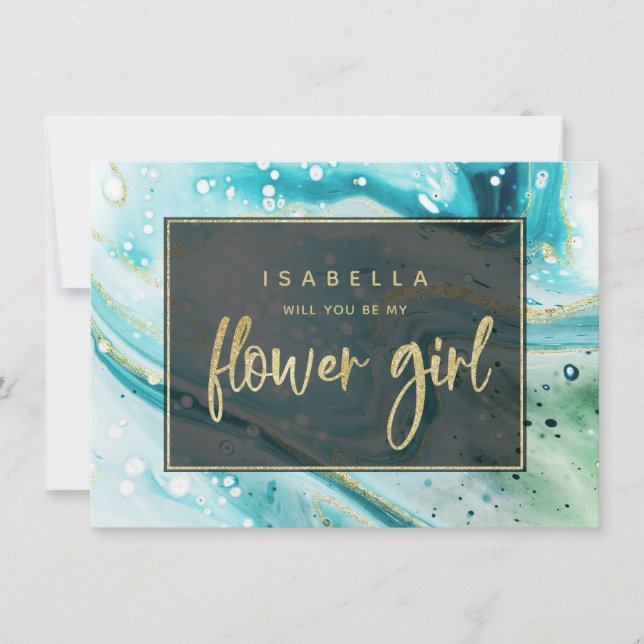 Turquoise Aqua Marble Serez-Vous Ma Carte Flower G (Devant)