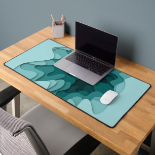 Turquoise Aqua Modern Abstract Office Decor Desk Mat