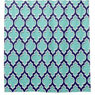 Turquoise Aqua Navy Blue White XL Moroccan #4DS