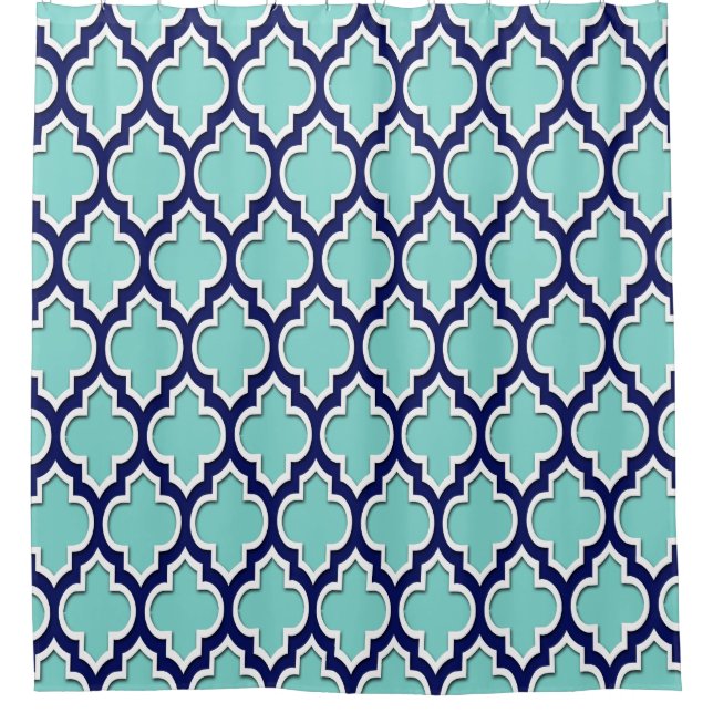 Turquoise Aqua Navy Blue White XL Moroccan #4DS (Front)