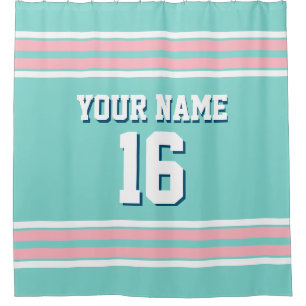 Turquoise Aqua Pink White Stripes Sports Jersey