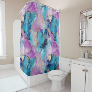 Turquoise Aqua Purple Gold Marble