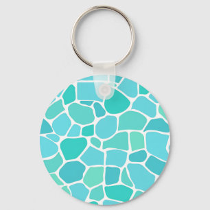 Turquoise Aqua Sea Glass Mosaic Pattern Keychain