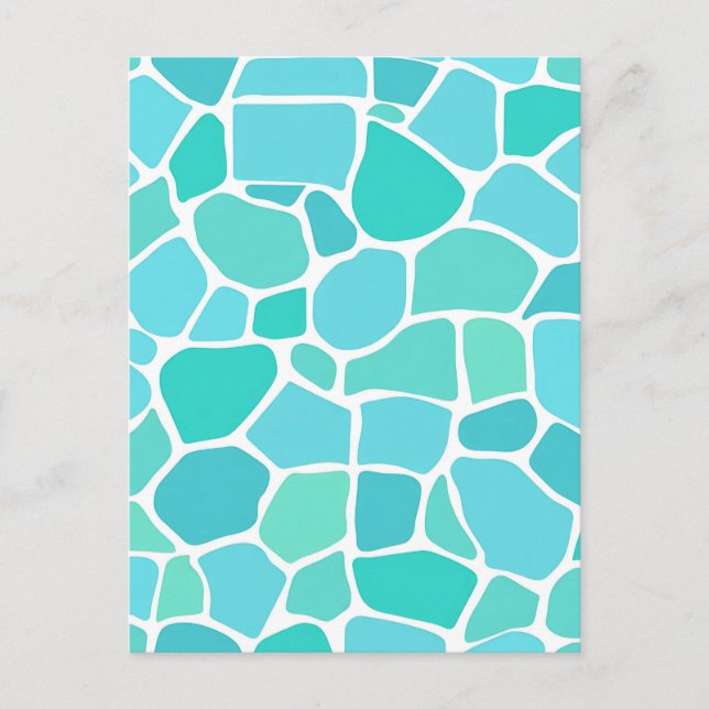 Turquoise Aqua Sea Glass Mosaic Pattern Postcard (Front)