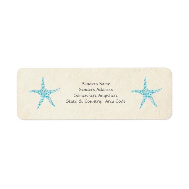 Turquoise Aqua Starfish Petits Étiquettes de adres (Devant)