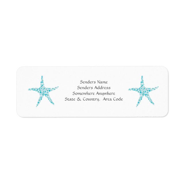 Turquoise Aqua Starfish Petits Étiquettes de adres (Devant)