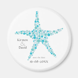 Turquoise Aqua Starfish Save the Date Favour Magnet