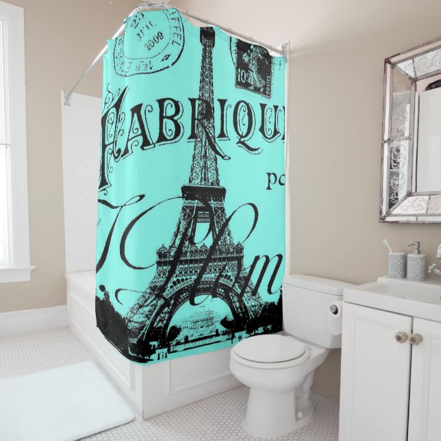 turquoise aqua teal scripts Paris Eiffel Tower (In Situ)