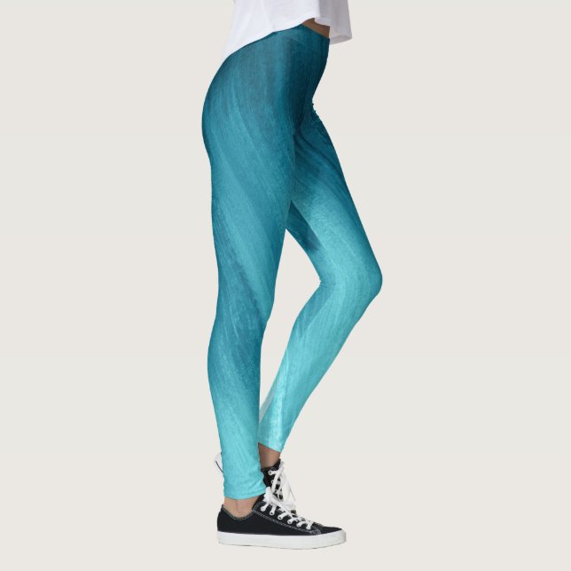 Turquoise aqua vert bleu art abstrait leggings (Droite)