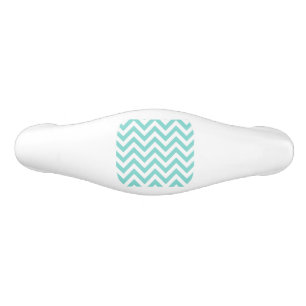 Turquoise Aqua White Large Chevron ZigZag Pattern Ceramic Drawer Pull