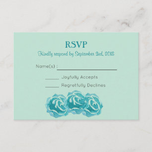 Turquoise Aquarelle Roses mariage RSVP
